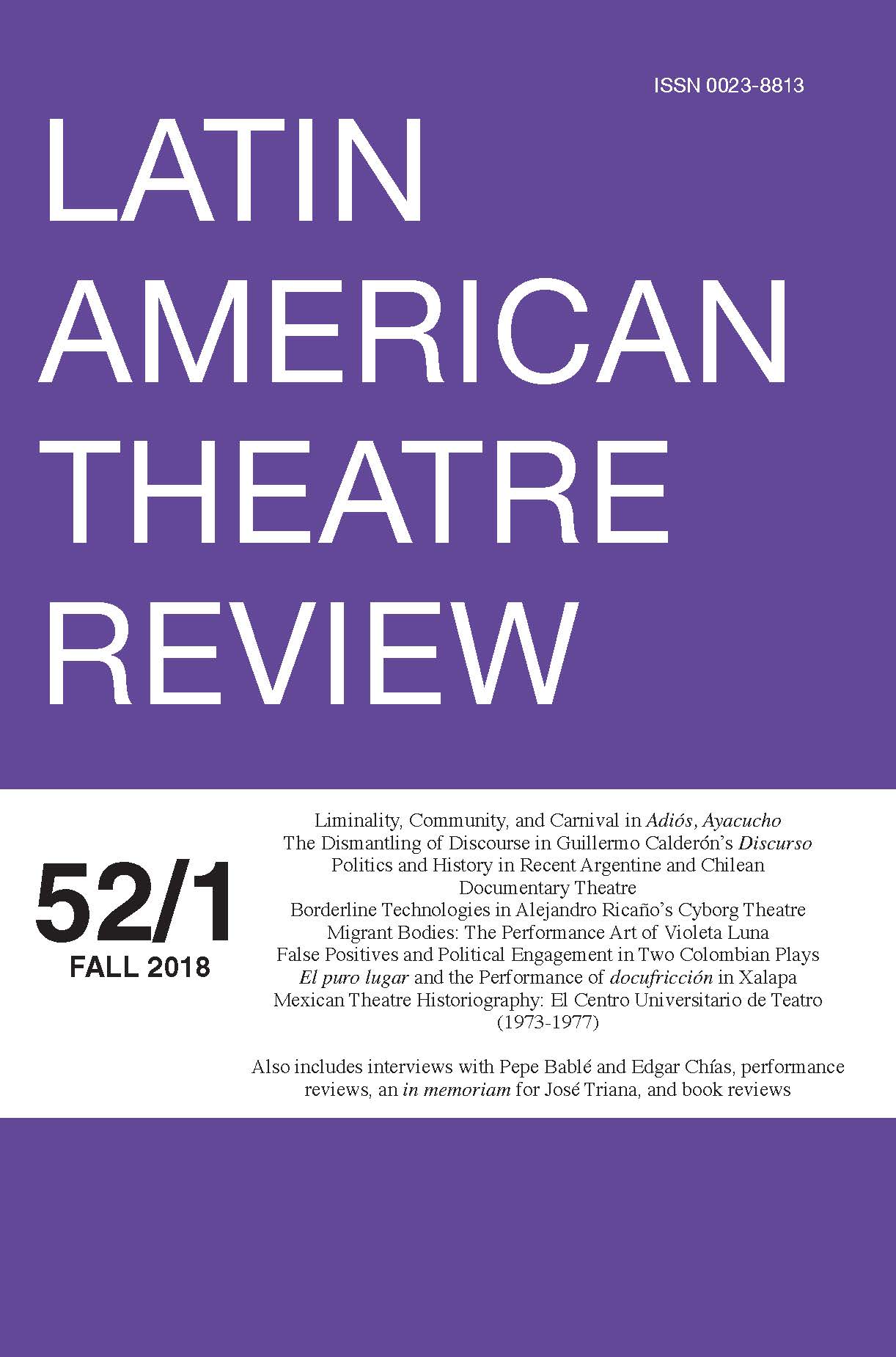Latin American Theatre Review cover